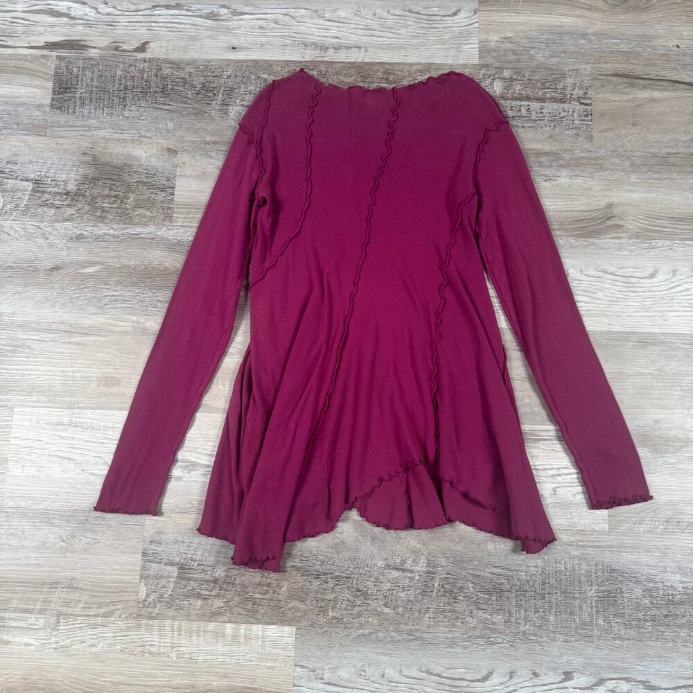 Free People We The Free Burgundy Ribbed Tunic Top Lettuce Hem Fairy Grunge S